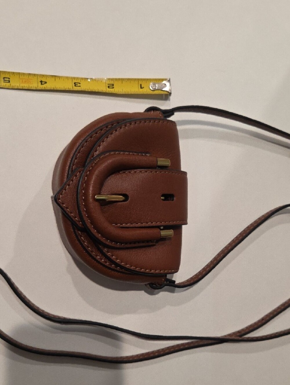 Fossil Brown Leather Crossbody Mini Bag Magnetic Closure - Picture 5 of 6